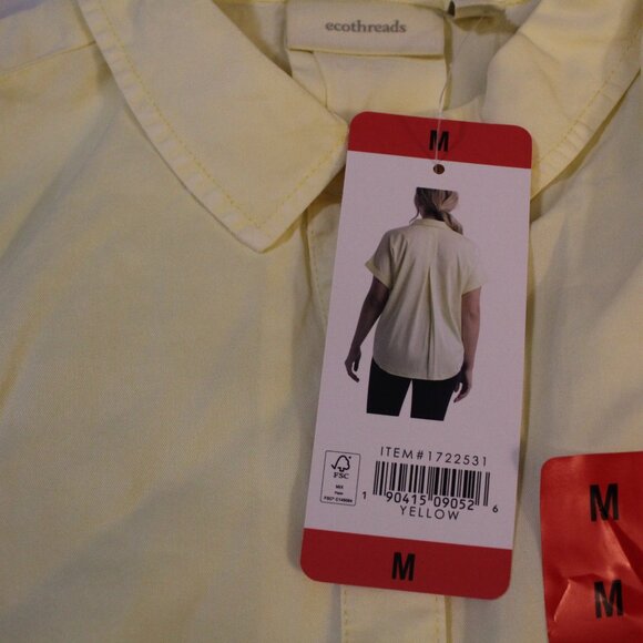 Ecothreads NWT Women’s Shirt Button-Up Short Sleeve, Soft High-Low Hem, Sz  M - Picture 4 of 4